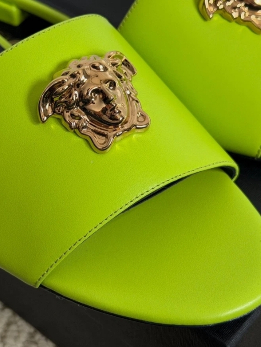 Autentic Versace Neon Yellow-Green Medusa Slide Mules - Picture 8 of 13